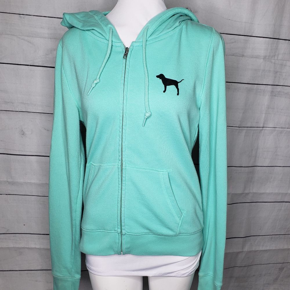 PINK Victoria's Secret mint green teal full zip S